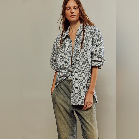 We the Free So Long Summer Jacquard button down - Picture 2 of 4